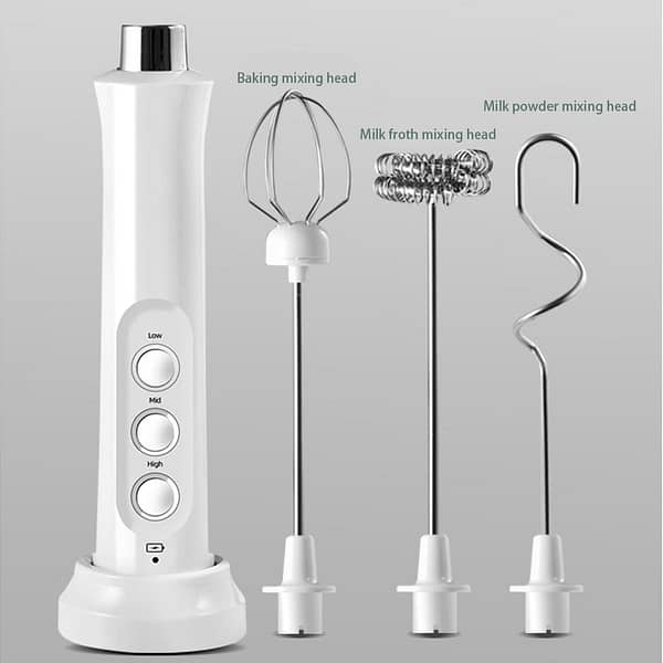 Milk Frother Handheld, Frother with Wireless Charging Base, USB C Rechargeable Milk Frother, Kitchen Gift Mini Frother with Stand, Electric Milk