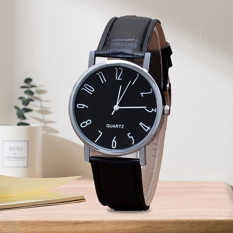 Men's Watch Quartz Watch Blue Glass Strap Watch Unisex Couple Model B Type Black Business Temperament
