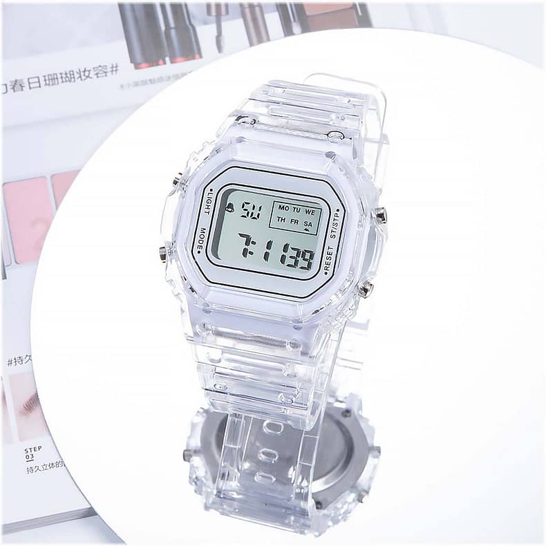 Sports Electronic Watch Unisex Square Student White LED Watch
