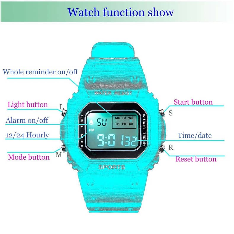 Sports electronic watch men and women square junior high school high school students black gray LED watch simple trend