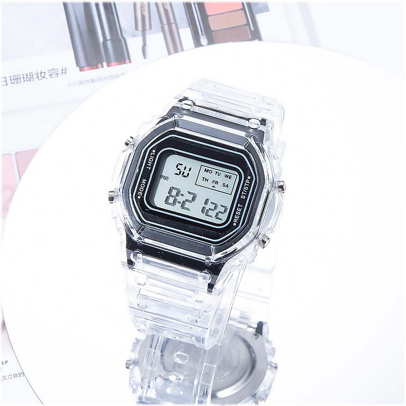 Sports electronic watch men and women square junior high school high school students black gray LED watch simple trend