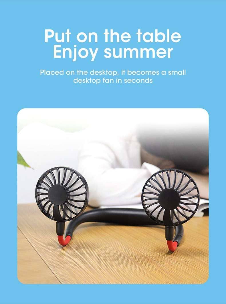 Neck Fan Portable Personal Hand Free Mini Lazy person USB Rechargeable Neck Fan Cooling Wearable Suitable Fan for Outdoor Sports