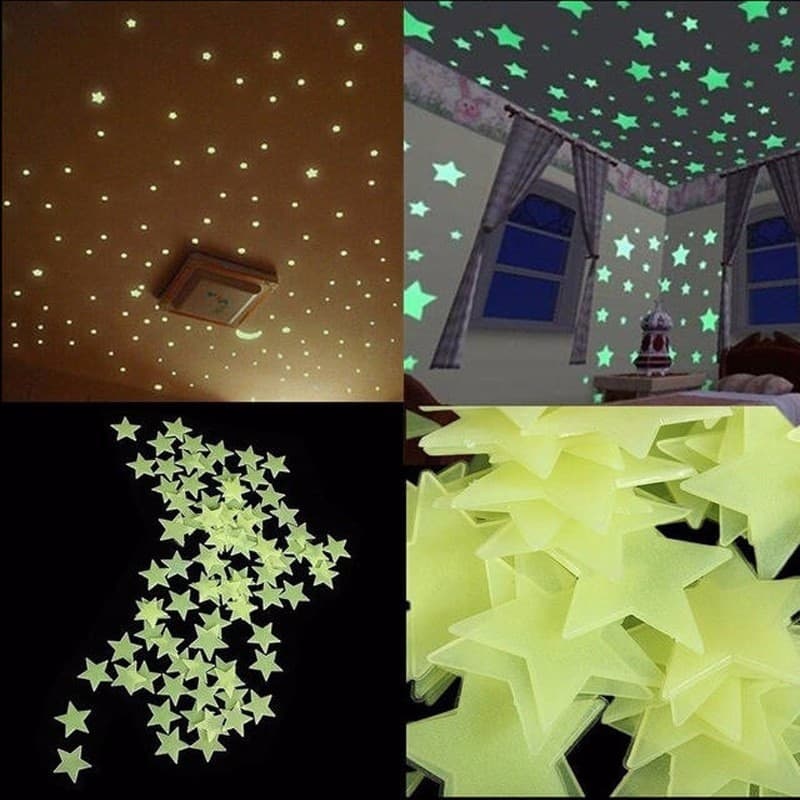 100Pcs Luminous Wall Stickers Glow In The Dark Stars Stickers For Kids Baby Rooms Colorful Fluorescent Home Room Decor Decals