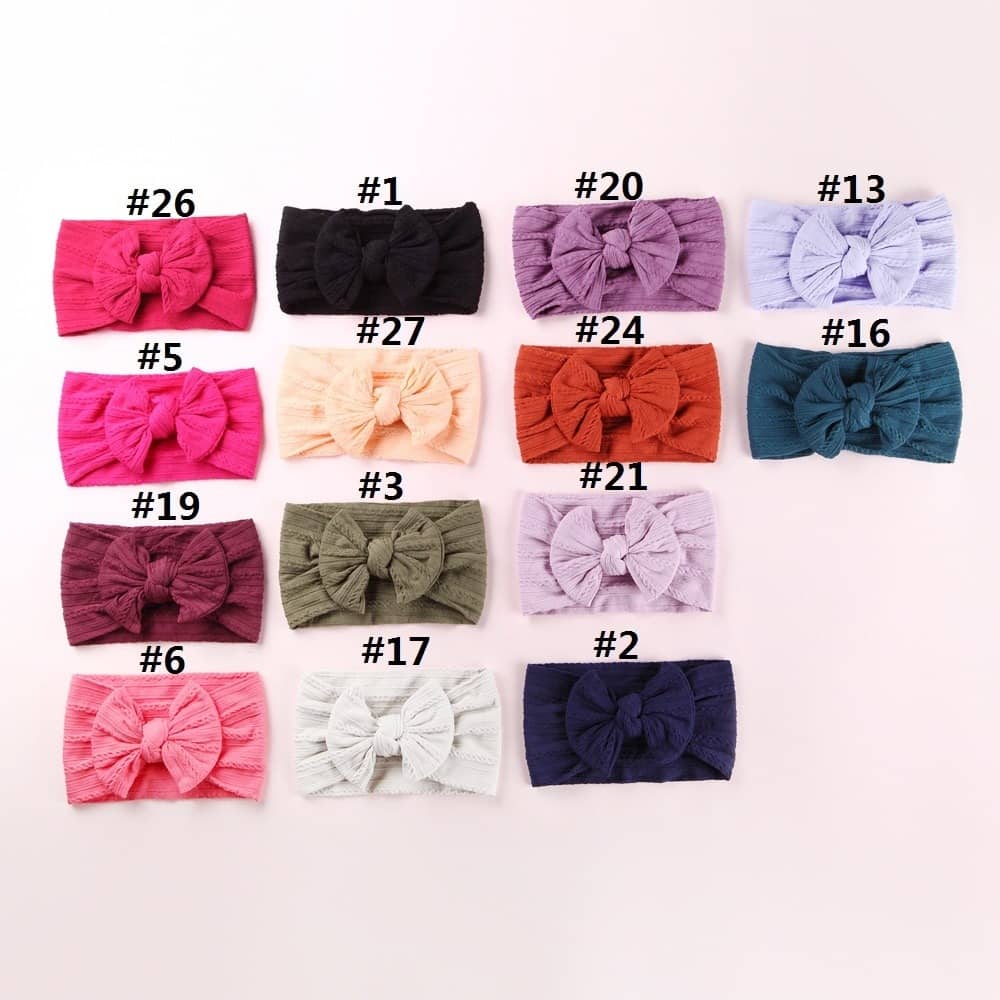 1Pcs Newborn Baby Headband For Girls Elastic Knit Children Turban Baby Bows Soft Nylon Kids Headwear Hair Accessories 32 Colors