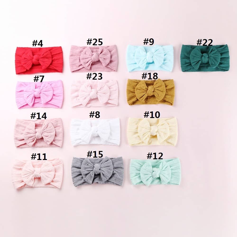 1Pcs Newborn Baby Headband For Girls Elastic Knit Children Turban Baby Bows Soft Nylon Kids Headwear Hair Accessories 32 Colors