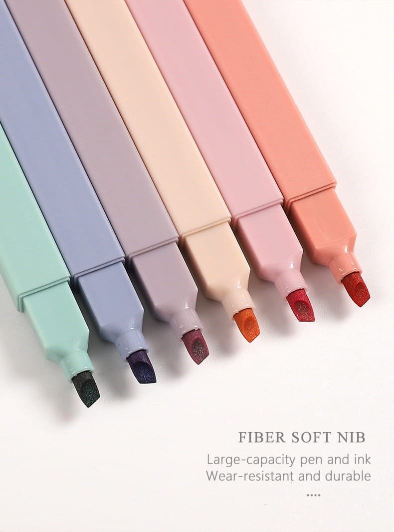JIANWU 6pcs/set Soft Tip Highlighter Light Color Kawaii Marker Pen DIY Photo Album Journal Fluorescent Pen Student Stationery