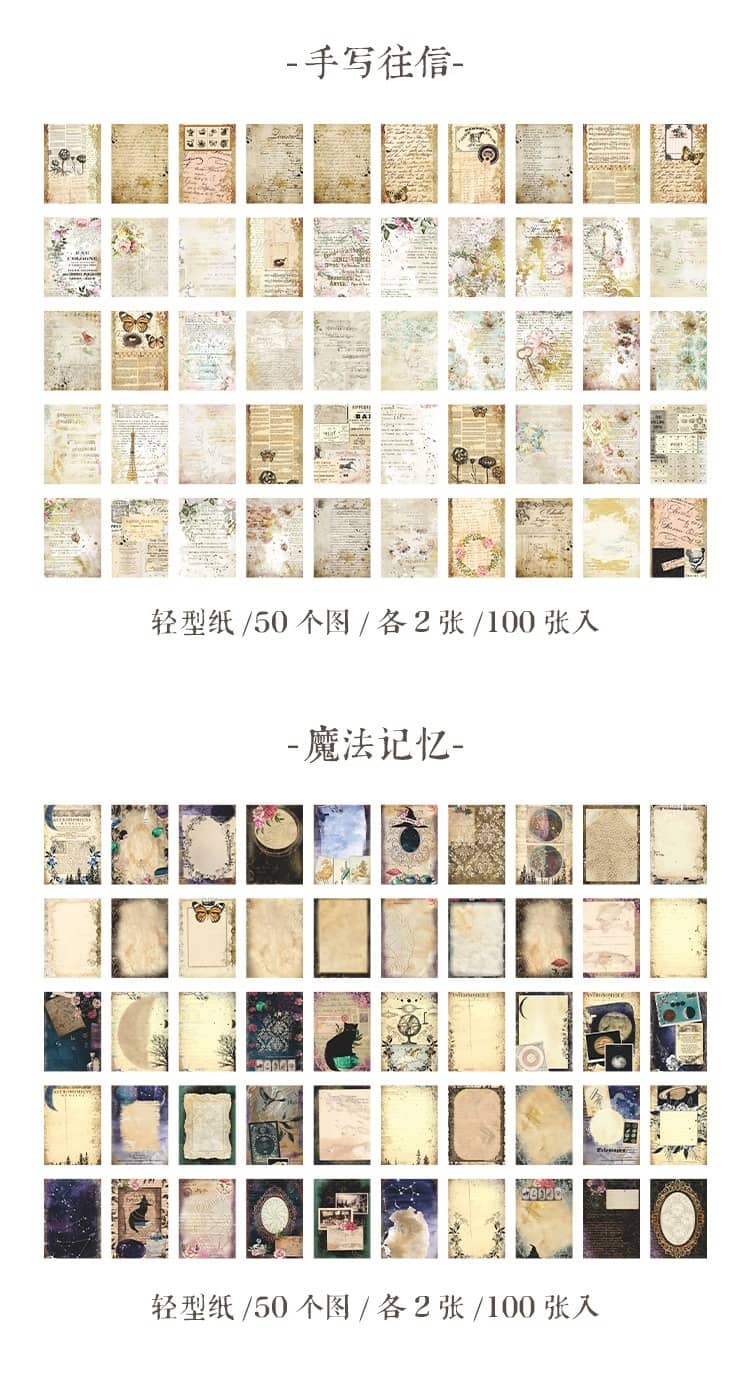 100 pcs Vintage INS Scrapbooking material paper Diy Diary Album Stationery hand made junk journal supplies Collage material