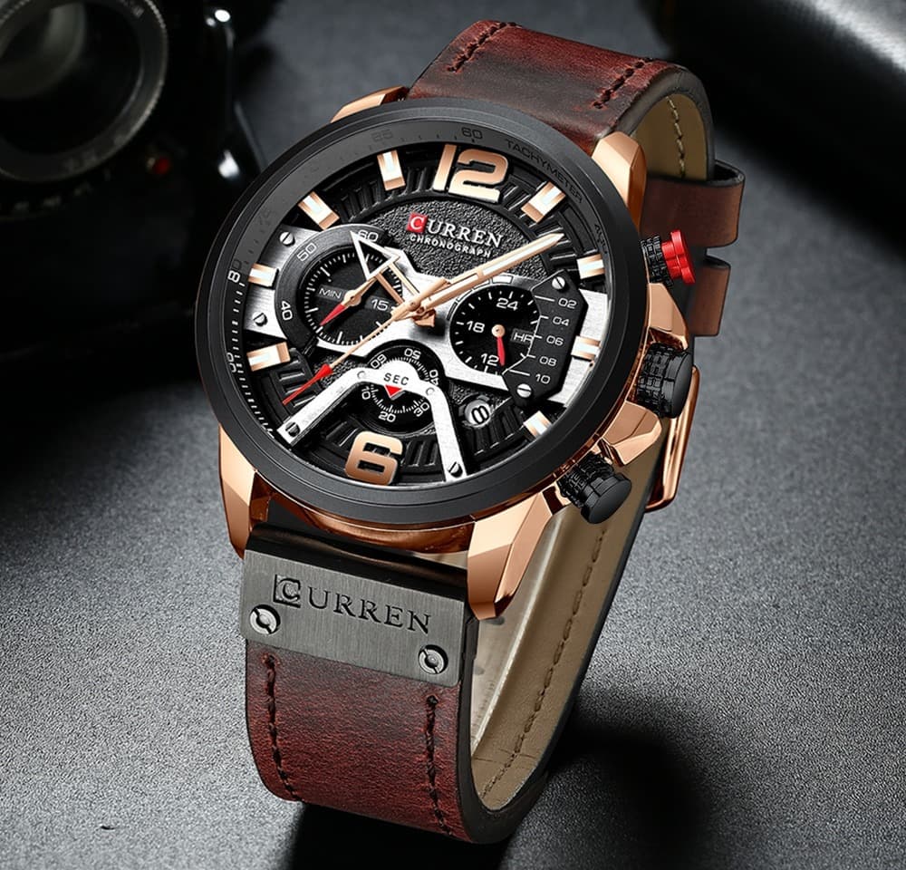 CURREN Casual Sport Watches for Men Top Brand Luxury Military Leather Wrist Watch Man Clock Fashion Chronograph Wristwatch