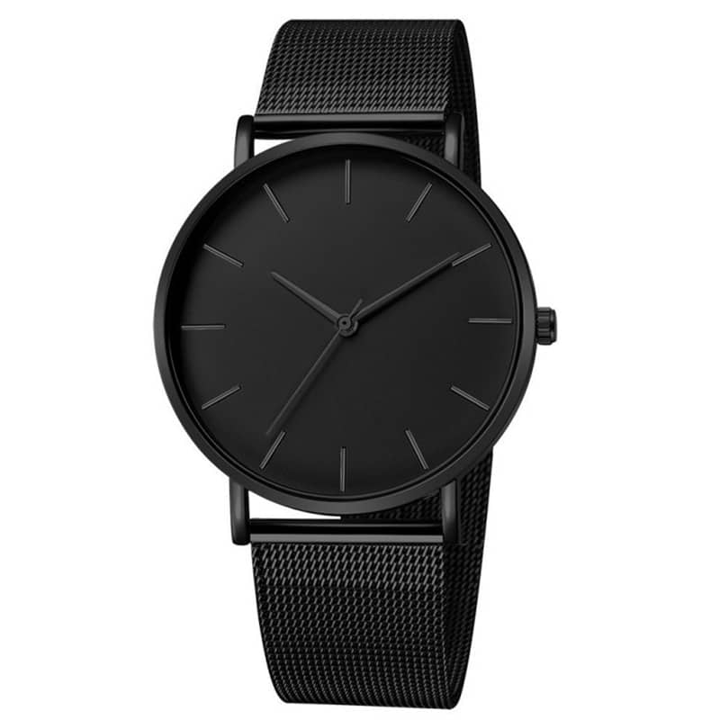 Minimalist Men Fashion Ultra Thin Watches Simple Men Business Stainless Steel Mesh Belt Quartz Watch Leisure Men Watch