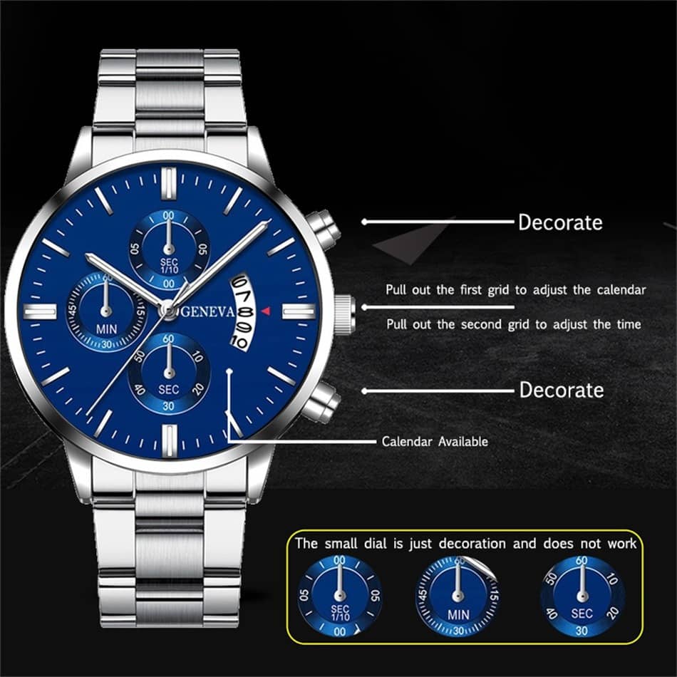 Luxury Fashion Mens Watches Silver Stainless Steel Quartz Wrist Watch Men Business Watch relogio masculino