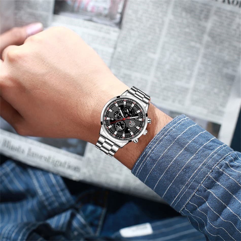 Fashion Mens Sports Watches Men Business Stainless Steel Quartz Wrist Watch Luxury Man Casual Luminous Clock relogio masculino