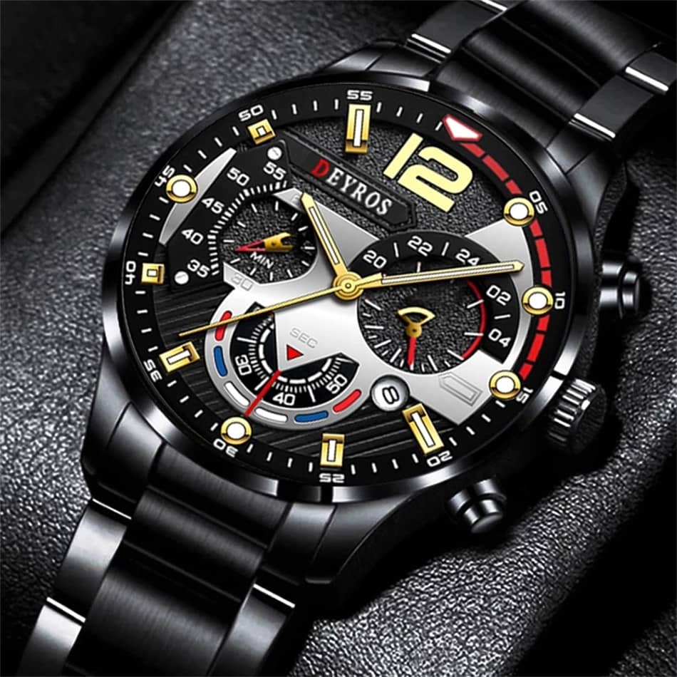 Fashion Mens Sports Watches Luxury Stainless Steel Quartz Wrist Watch Calendar Luminous Clock Men Business Casual часы мужские