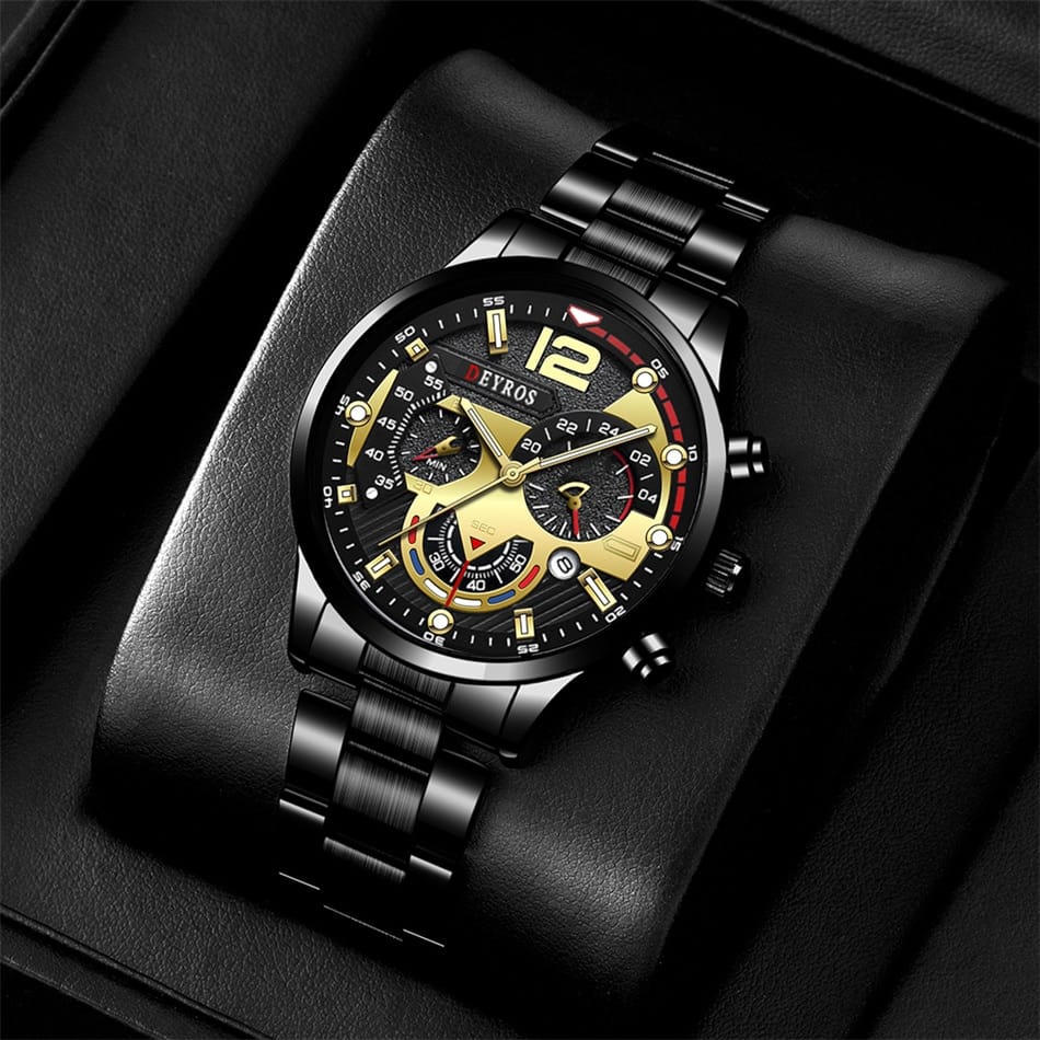 Luxury Fashion Men's Watches Stainless Steel Quartz Wristwatch Calendar Luminous Clock Men Business Casual Watch