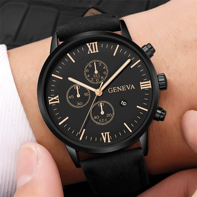 1pc Men's Roman Dial Watch Fashion Round Hands Date Quartz Watch