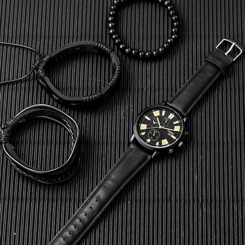 1pc Men's Nylon Business Watch Fashion Casual Round Hands Quartz Watch 3pc Bracelet