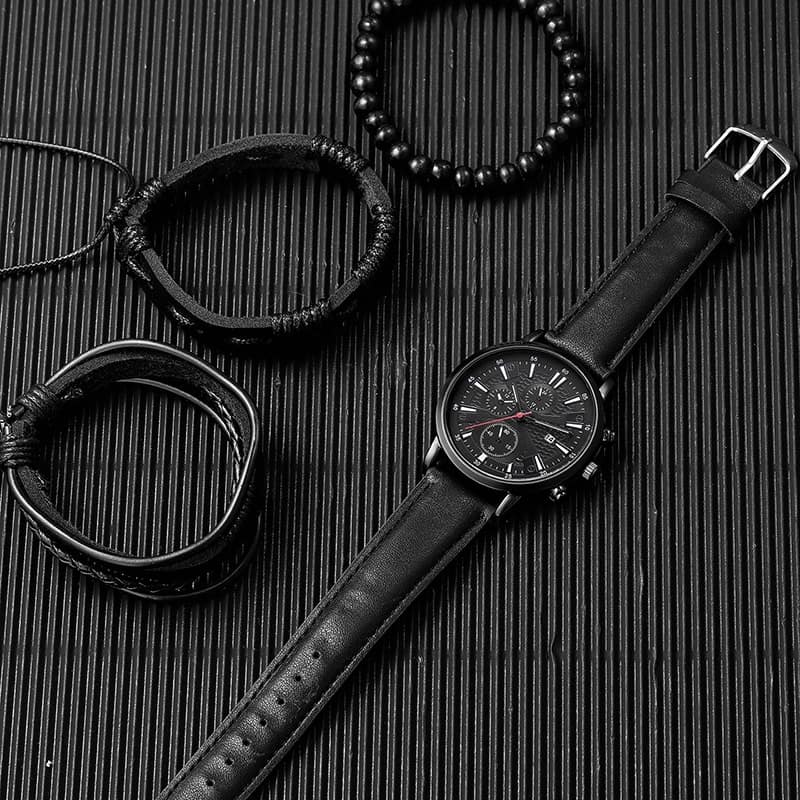 1pc Men's Nylon Business Watch Fashion Casual Round Hands Quartz Watch 3pc Bracelet