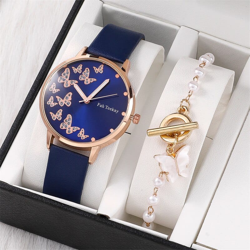 2pcs Women's Watches Set Ladies Fashion Watch New Simple Casual Women's Analog WristWatch Bracelet Gift(No Box)