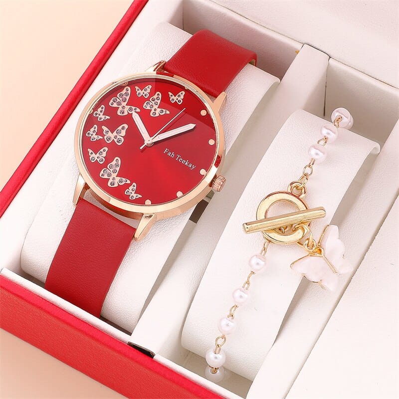 2pcs Women's Watches Set Ladies Fashion Watch New Simple Casual Women's Analog WristWatch Bracelet Gift(No Box)
