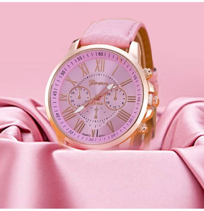 Double-Layer Pink Fashion Literal Simple Belt Watch Unisex Quartz Watch Light luxury for Bussiness Women