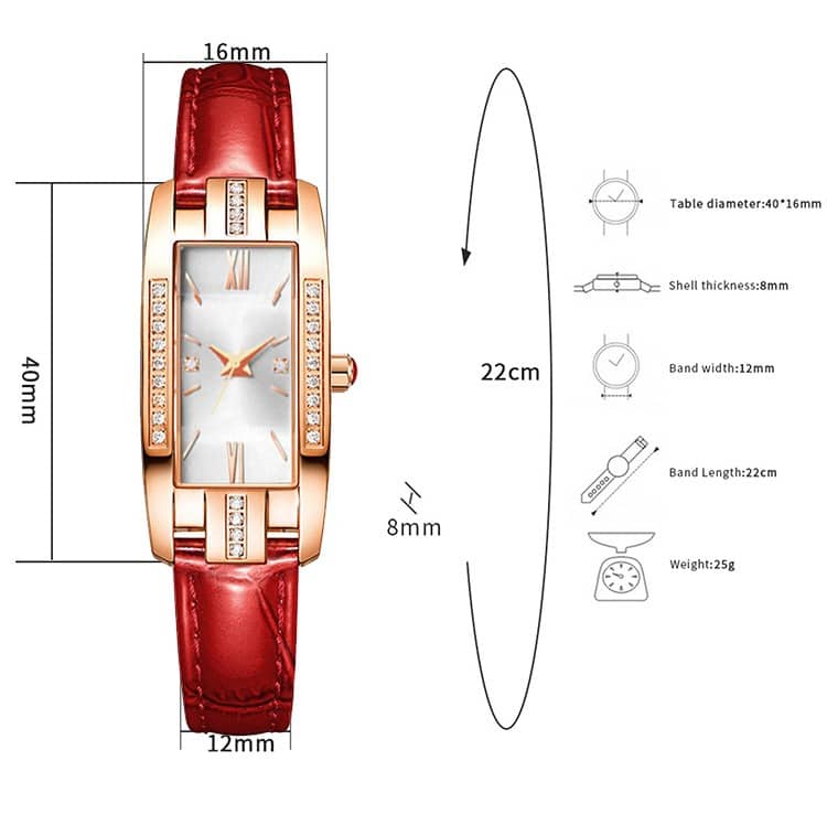 Xiaohong Strap Diamond Small Square Watch Women's Watch Elegant Retro Fashion Women's Watch Decorative Wrist Watch