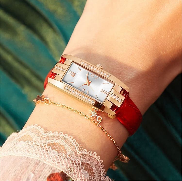 Xiaohong Strap Diamond Small Square Watch Women's Watch Elegant Retro Fashion Women's Watch Decorative Wrist Watch
