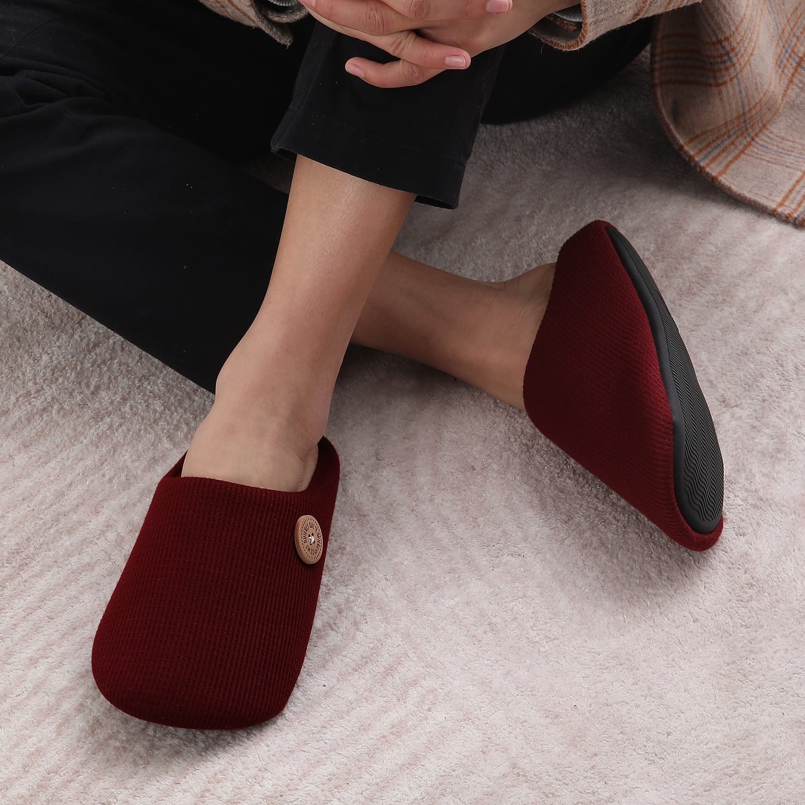 Comwarm Winter Warm Cotton Slippers For Women Men Flats Soft Non-slip Fluffy Shoes Design Slides Couple Indoor House Slippers
