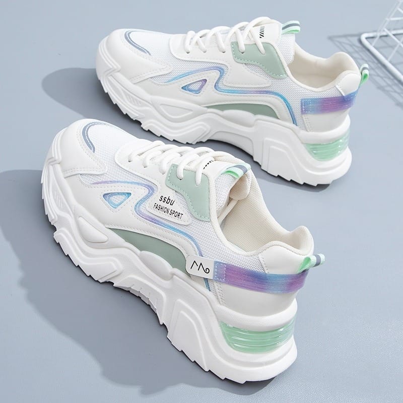 NEW Sneakers Women Platform Flat Shoes Woman Shoes Green Casual Trainers Ladies Chunky Sneakers Women Shoes