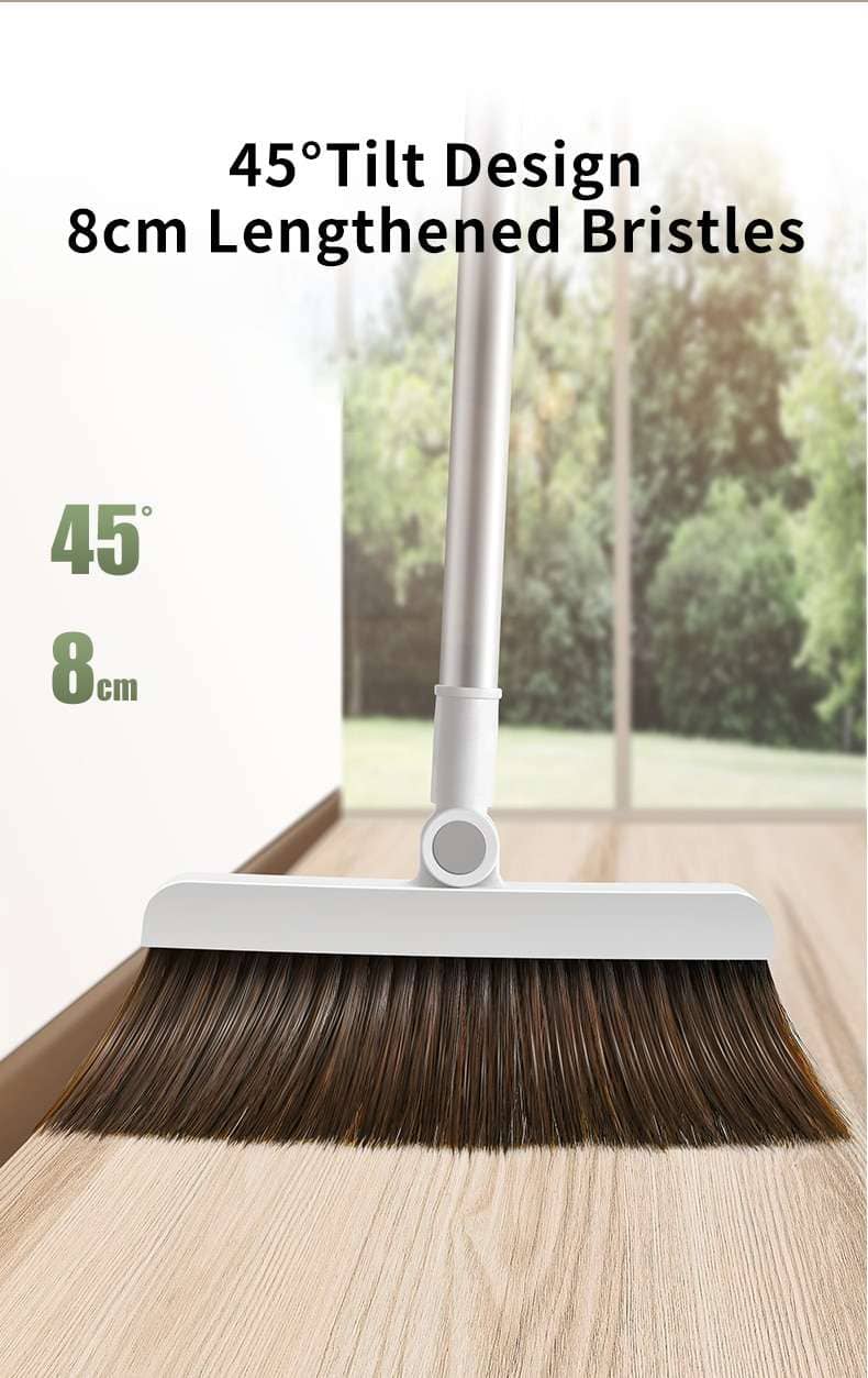 JOYBOS Home Windproof Floor Broom & Dustpan Set Stainless Upright Extendable Broomstick Floor Clean Brush Soft Comb Teeth JBS16