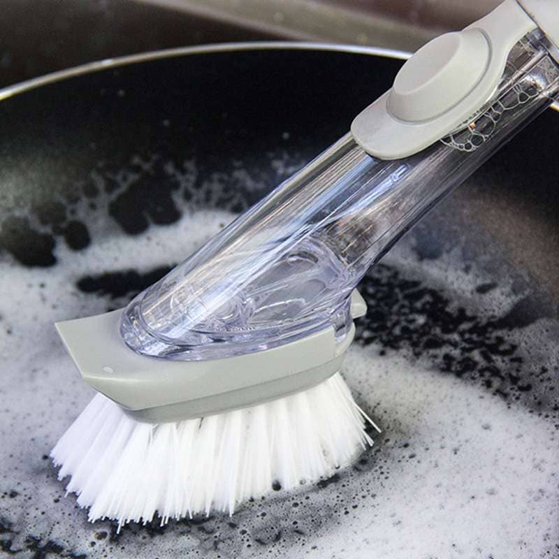 1/5Pcs Double Use Cleaning Brush Scrubber Dish Bowl Washing Sponge Automatic Liquid Dispenser Kitchen Pot bathroom set
