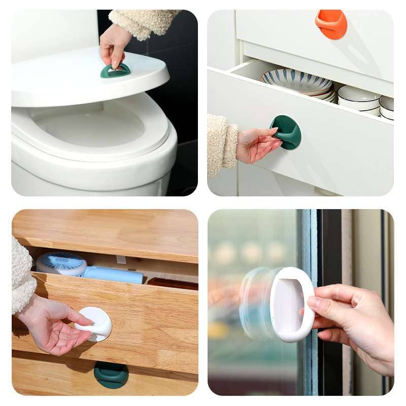 2pcs Door Handle Glass Window Sliding Strong And Seamless Adhesive Auxiliary Handle Household Refrigerator Cabinet Suction Cup