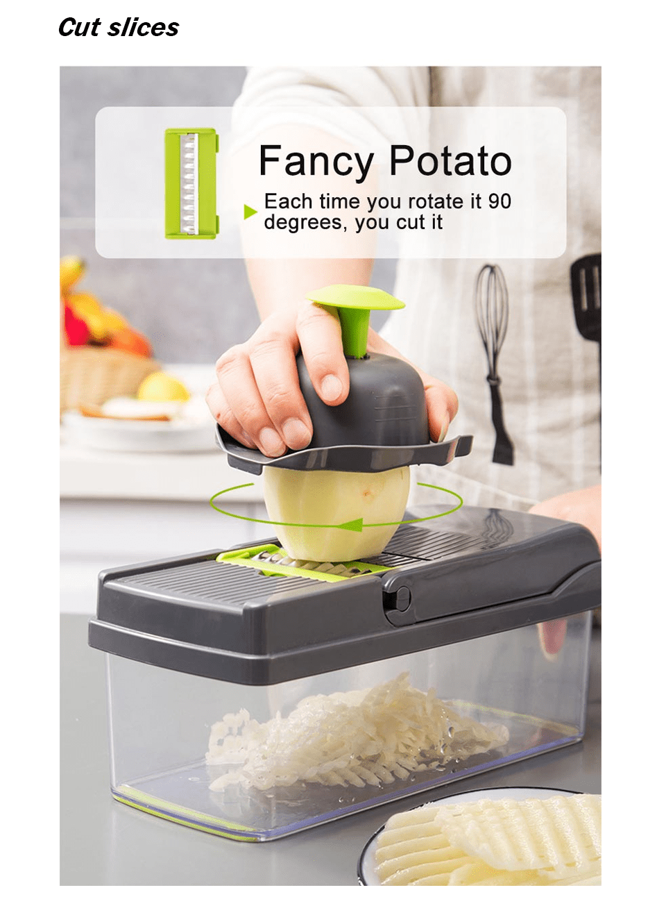 Rodanny Multifunctional Vegetable Cutter Fruit Slicer Grater Peeler Potato Slice Carrot Onion Drain Basket Kitchen Tool