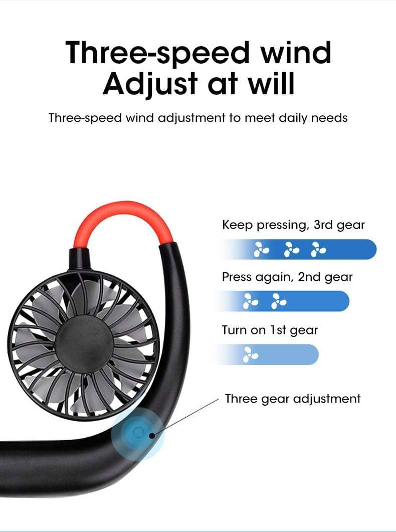 Neck Fan Portable Personal Hand Free Mini Lazy person USB Rechargeable Neck Fan Cooling Wearable Suitable Fan for Outdoor Sports