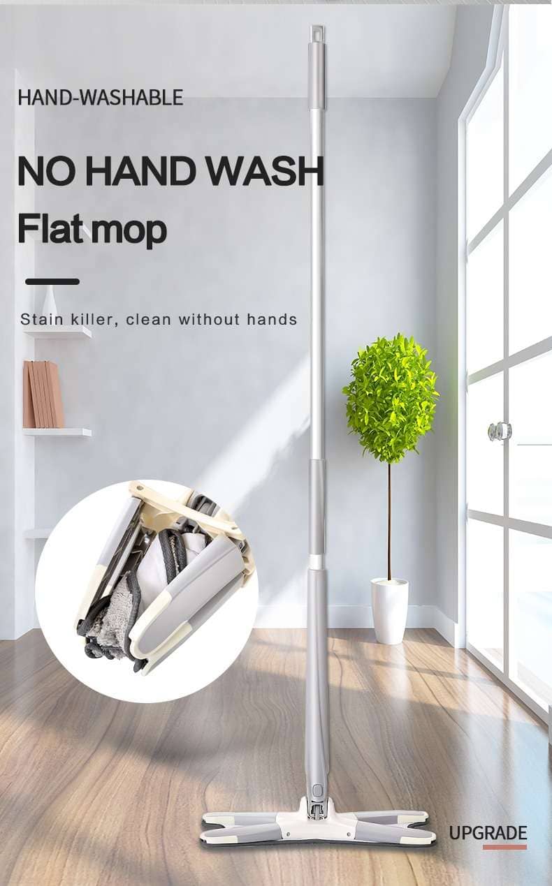 X-type Flat Floor Mop With Replace Cloth Heads 360 Degree Squeeze Mop Hand-free Wash Household Lazy Mop Home Cleaning Tool