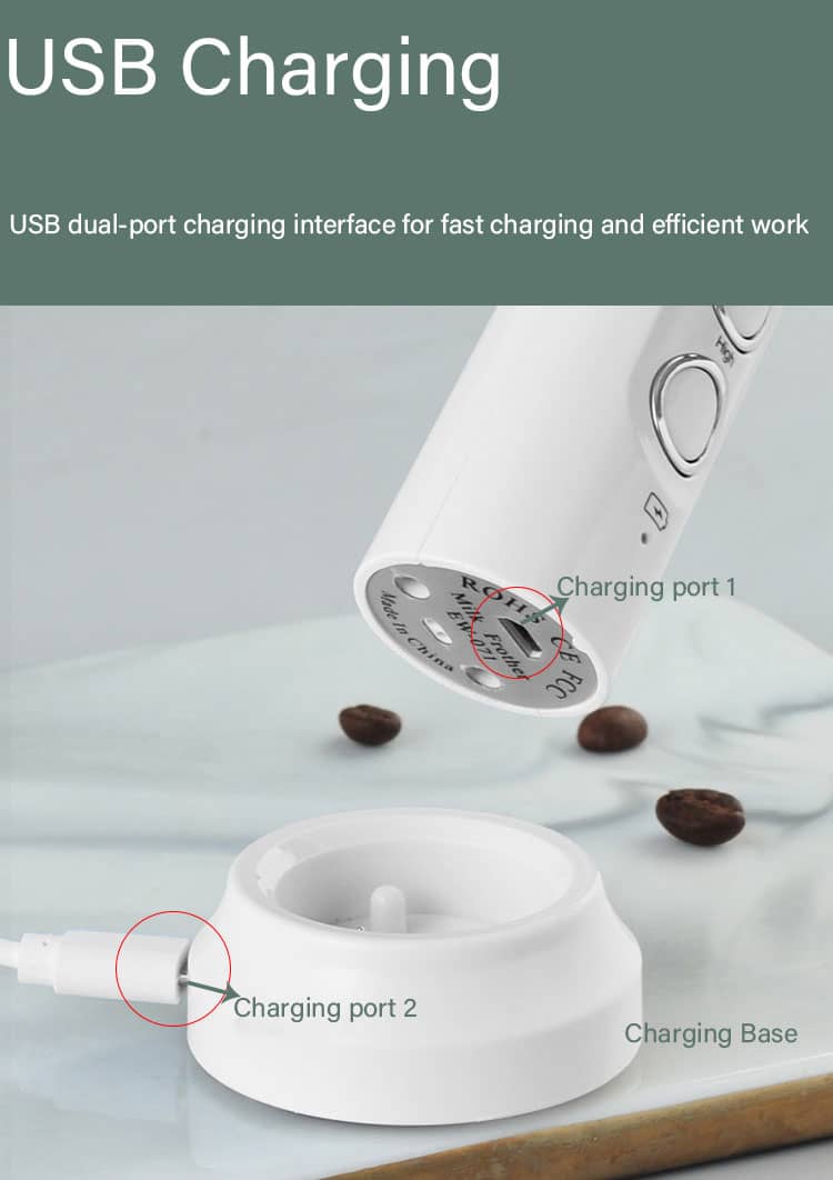 3 In 1 Portable Rechargeable Electric Milk Frother Foam Maker Handheld Foamer High Speeds Drink Mixer Coffee Frothing Wand