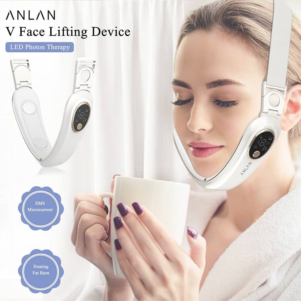 ANLAN V-Line Face Lifting Device Vibration Face Massager Photon Light Therapy EMS Facial Lifting Belt Chin Lift Home Use Devices