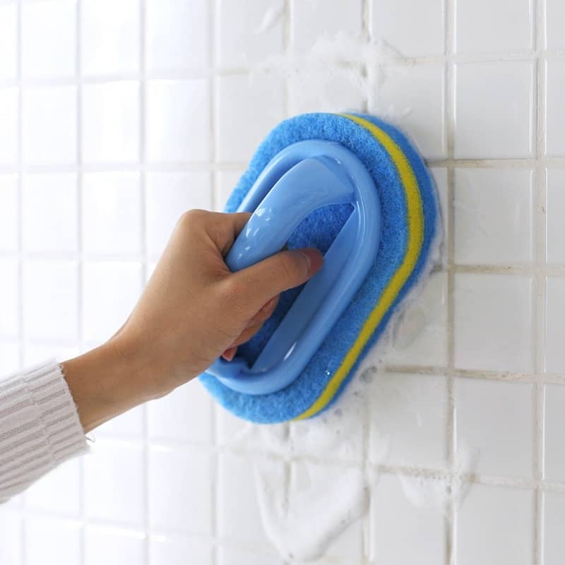 Kitchen Sponge Wipe with Handle Cleaning Brush Bathroom Tile Glass Cleaning Sponge Thickening Stain Removal Clean Brush