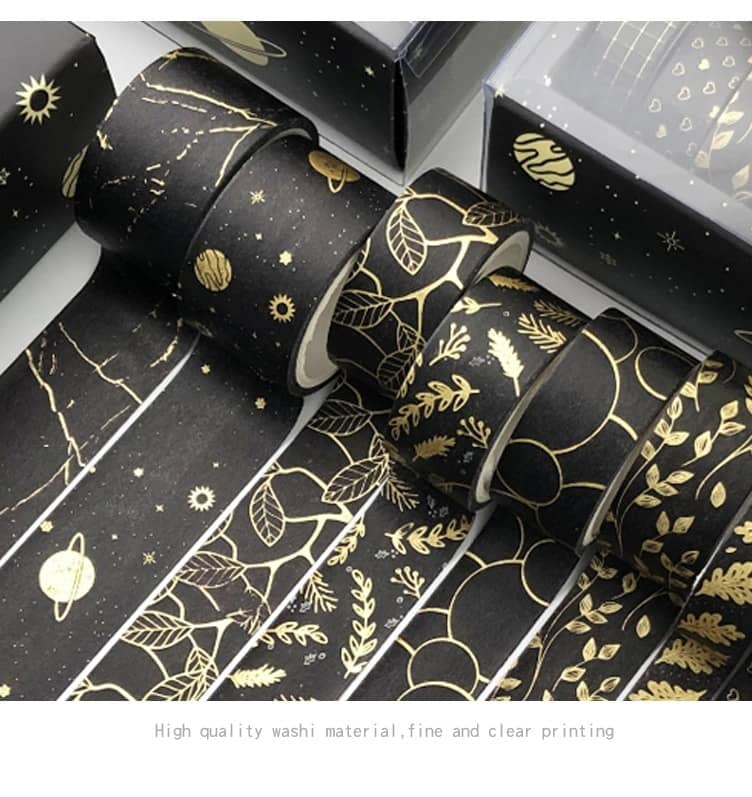 10 Pcs/Set Gold Stamping Washi Tape Box-Packed Masking Tape Cute Decorative Adhesive Tape Scrapbooking Diary Sticker Stationery