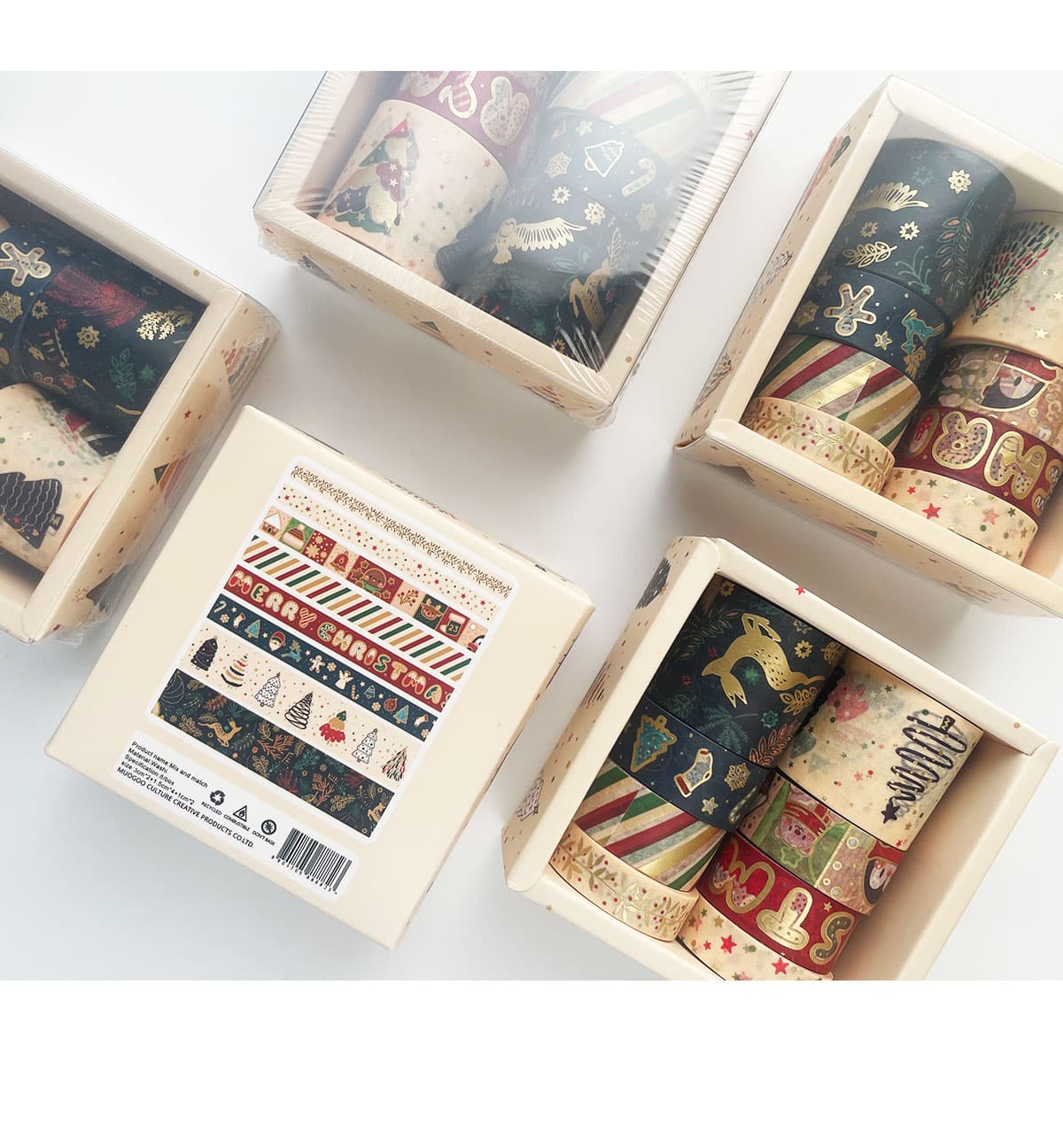 10 Pcs/Set Gold Stamping Washi Tape Box-Packed Masking Tape Cute Decorative Adhesive Tape Scrapbooking Diary Sticker Stationery