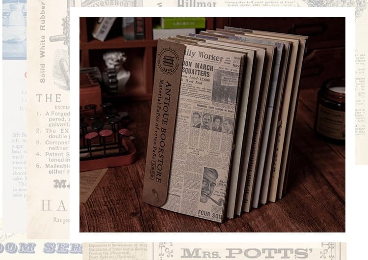 Yoofun 60 Sheet Antique Bookstore Series Vintage Newspaper Material Paper Bullet Journaling Scrapbooking Decor Background Paper