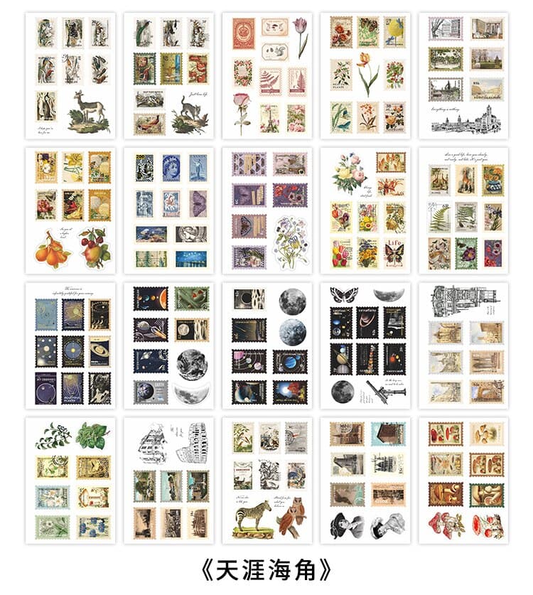 20 Sheets Vintage PET Sticker Book Diy Diary Decoration Plant Flower Butterfly INS Sticker Album Scrapbooking Kawaii Stationery