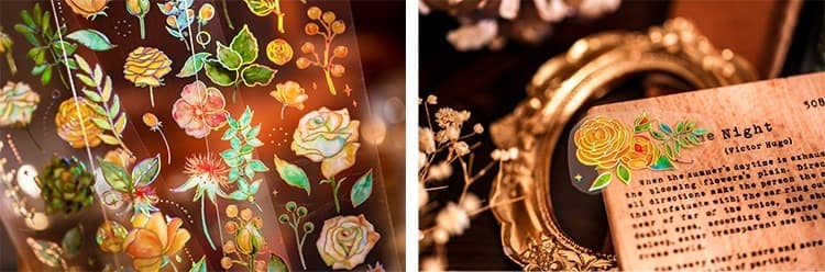 Mr.paper 4 Styles 3pcs/bag Vintage Plants Bronzing Sticker Literary Aesthetic Flower Hand Account Decoration Stationery Stickers