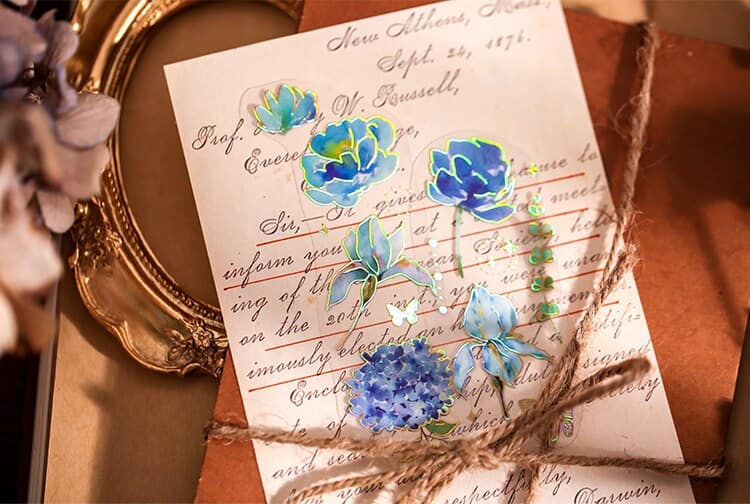 Mr.paper 4 Styles 3pcs/bag Vintage Plants Bronzing Sticker Literary Aesthetic Flower Hand Account Decoration Stationery Stickers