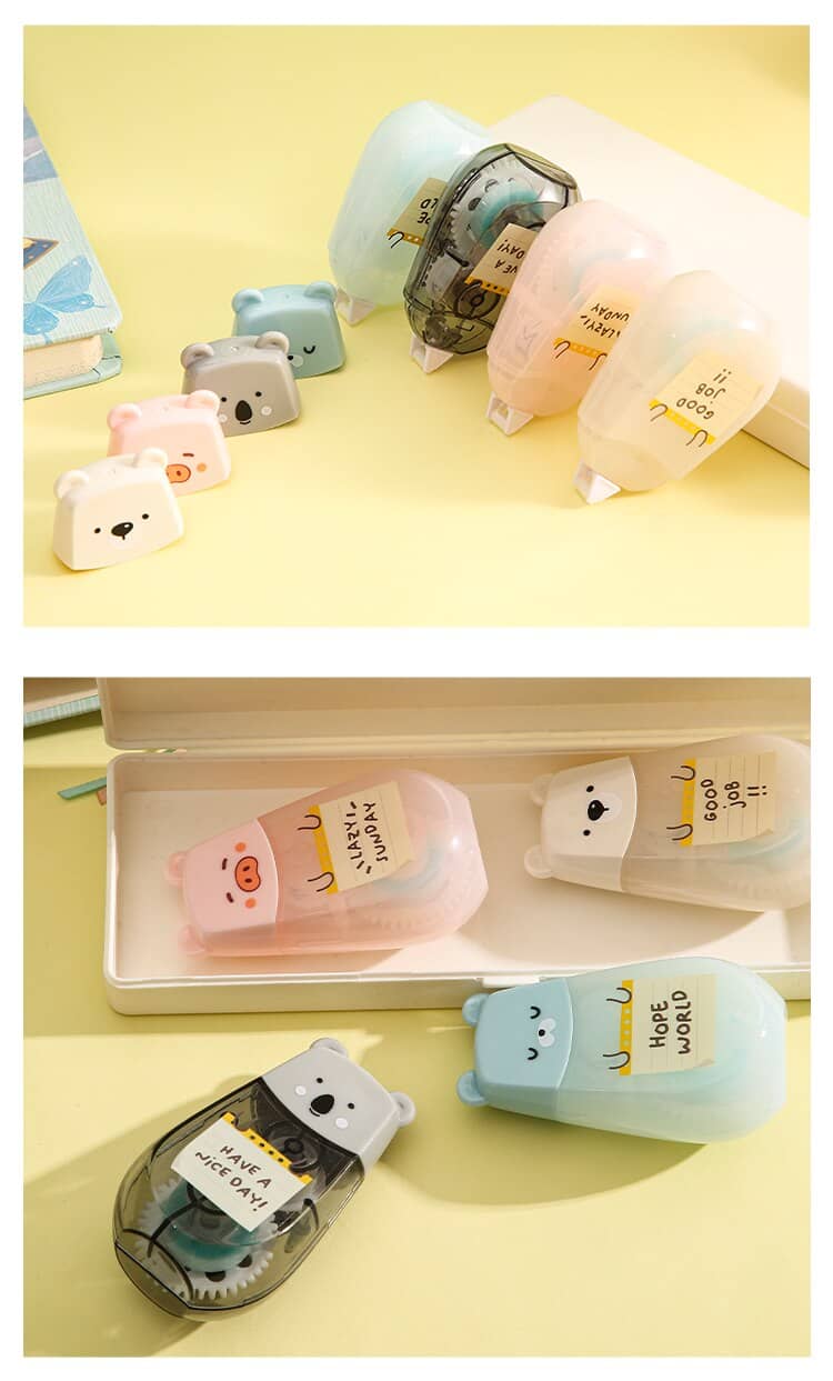 Kawaii Creative Double Sided Adhesive Dots Stick Roller Glue Tape Dispenser Sticks Adhesive Cutter Cute Stationery Office Supply