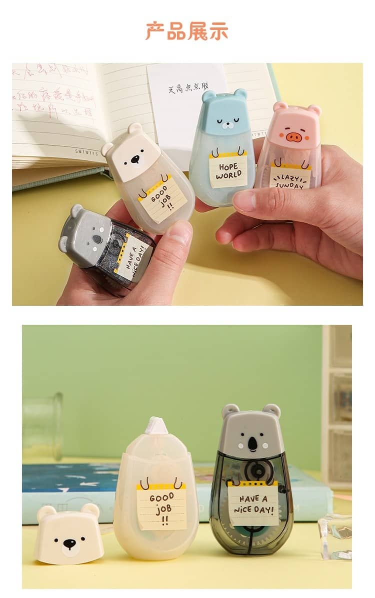 Kawaii Creative Double Sided Adhesive Dots Stick Roller Glue Tape Dispenser Sticks Adhesive Cutter Cute Stationery Office Supply