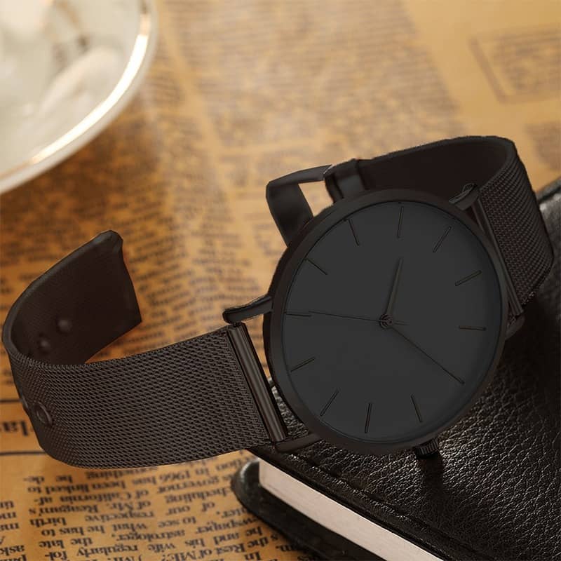 Minimalist Men Fashion Ultra Thin Watches Simple Men Business Stainless Steel Mesh Belt Quartz Watch Leisure Men Watch
